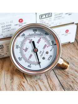 เกจวัดแรงดัน (Pressure Gauge) ขนาดหน้าปัด 2-1/2นิ้ว เกลียวขนาด1/4 วัดแรงดัน 0-700 kg/cm2