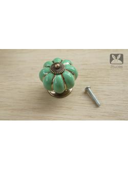 มือจับเซรามิกฟักทอง สีเขียว 40 mm