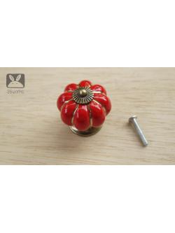 มือจับเซรามิกฟักทอง สีแดง 40 mm