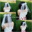 veil เวลโบว์ตาข่าย ปักมุกน่ารัก เป็นกิ๊บ ติดง่าย ถ่ายพรีฯ ชิล ๆ มินิมอล ยาว 40 cm.