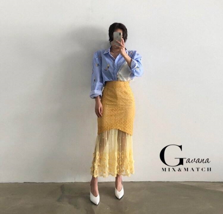 พร้อมส่ง กระโปรงลูกไม้ ฉลุลาย มีซับใน