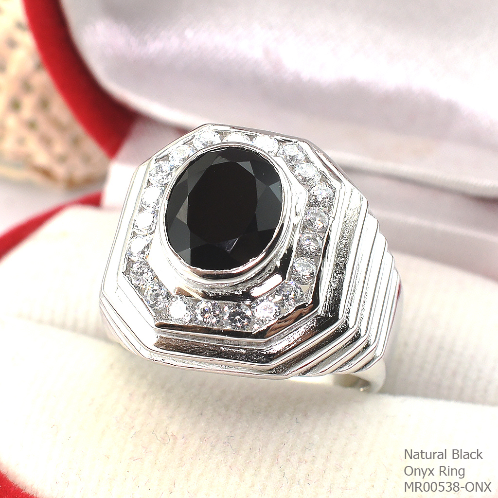 SKJewelryFactory แหวนเงินแท้ 92.5% ฝังพลอยนิลแท้ MR00538-ONX