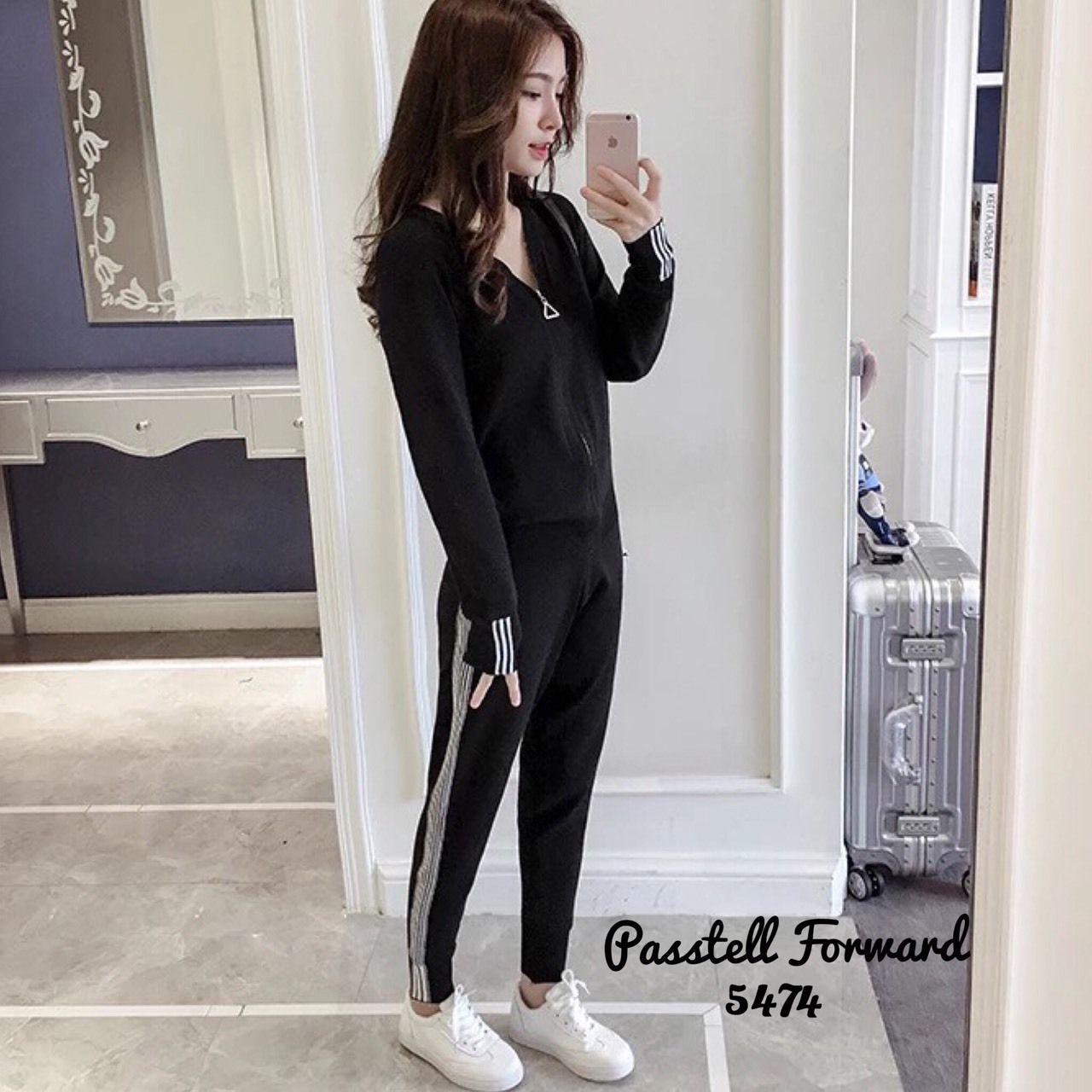 เสื้อผ้าเกาหลี พร้อมส่ง เสื้อคลุมแขนจั๊มกับกางเกง