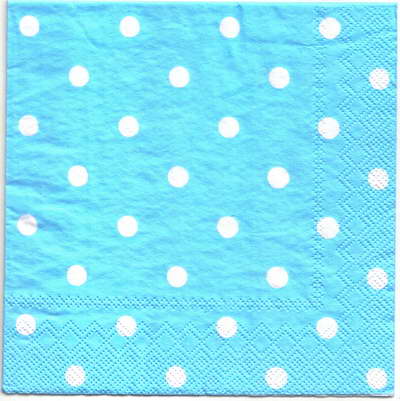 แนวภาพ Cath Kidston Polka Dot ลายจุด พื้นฟ้าสดวินเทจ เป็นภาพกระจายเต็มแผ่น กระดาษแนพกิ้นสำหรับทำงาน เดคูพาจ Decoupage Paper Napkins ขนาด 33X33cm