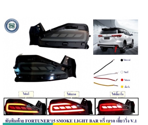 ไฟทับทิมท้าย 2สเต็ป สีลมดำ หรี่+เบรค ตรงรุ่น New Fortuner
