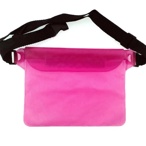 กระเป๋ากันน้ำคาดเอว สะพายได้ ใส่ของ ใส่มือถือ สีชมพู