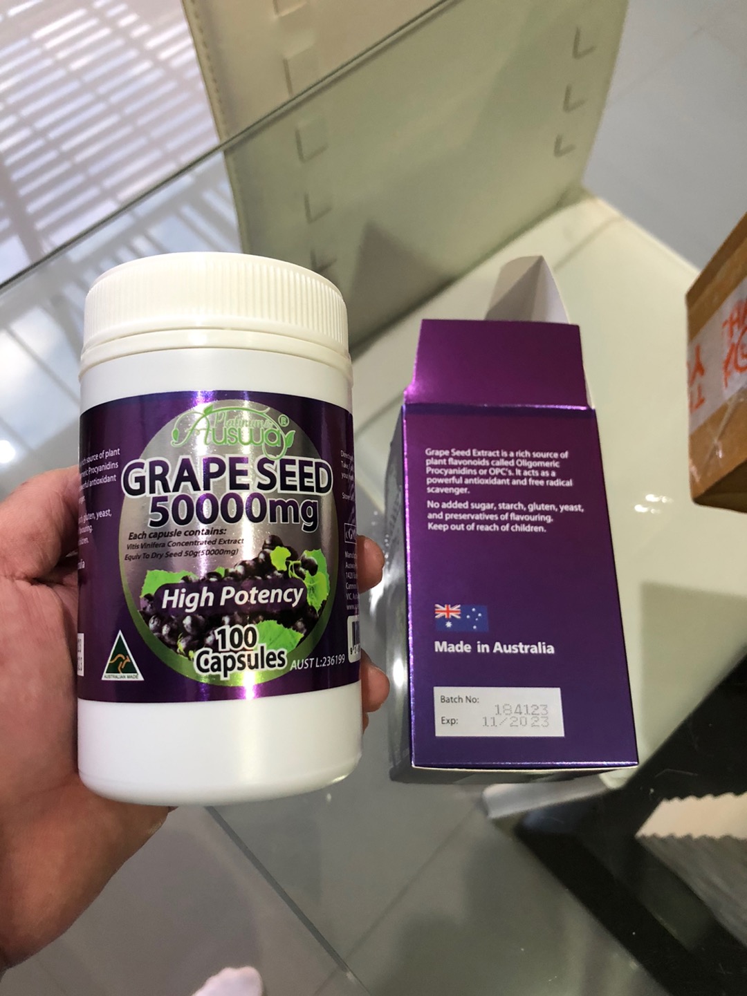 Grape Seed Ausway 50000 mg จำนวน 100 เม็ด (Exp. 10/2023)