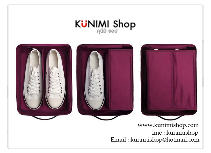  กระเป๋าใส่รองเท้าผ้าใบ รองเท้ากีฬา ออกกำลังกาย ใส่รองเท้าแตะ รองเท้าใส่เล่น Shoes pouch NEW Ver.3 สำหรับพกพาเดินทาง ท่องเที่ยว มีซิปเปิดปิด สะดวกในการจัดเก็บ วัสดุทำจากผ้าร่มอย่างดี กันน้ำ สีสวย ดีไซน์เก๋ สไตล์เกาหลี งานเย็บอย่างดี สามารถใส่รองเท้าได้ถึง 3 คู่ ขนาด 29x21.5x13 ซม. *** งานสินค้าคุณภาพ เนื้อผ้า การเย็บอย่างดี ***
