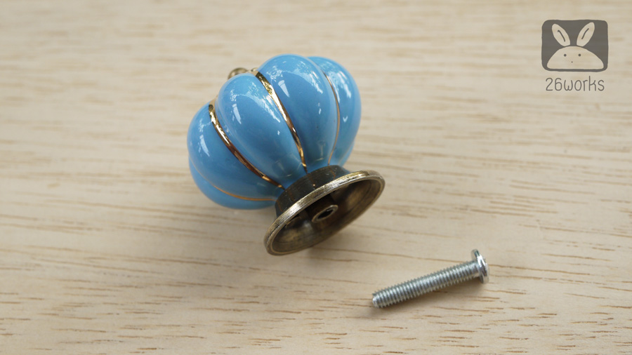 มือจับเซรามิกฟักทอง สีฟ้า 40 mm