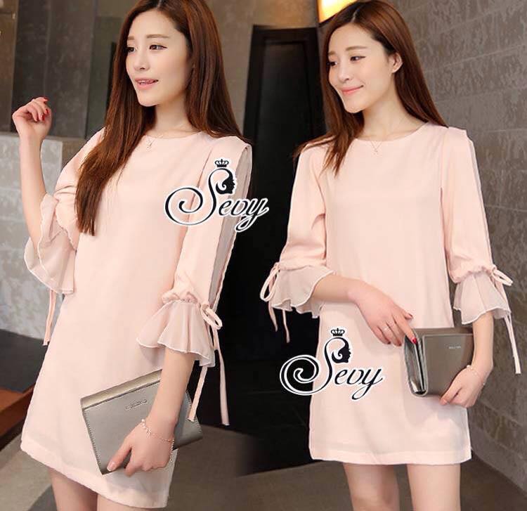 พร้อมส่ง มินิเดรสคุณหนู เนื้อผ้าชีฟองผสมโพลีส