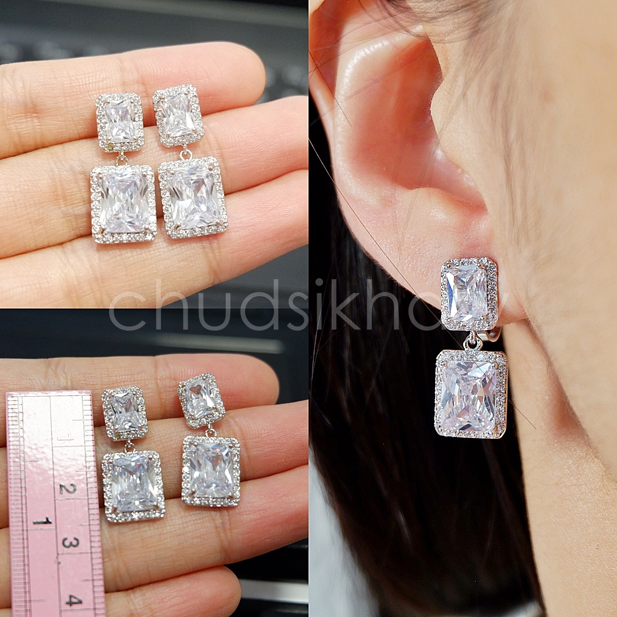 รวมแบบต่างหู รูปอัพเดทล่าสุด (ต่างหูแบบเจาะหู ก้านทำจากเงิน หรือ ชุบเงิน เพชร cz)