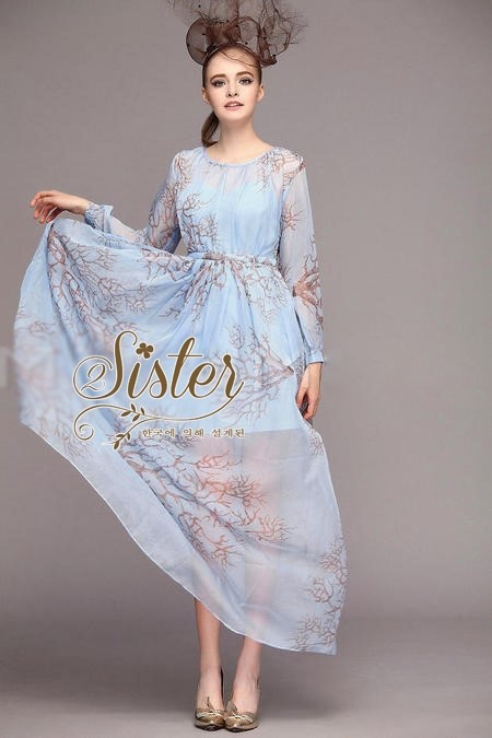 พร้อมส่ง แม็กซี่เดรสสไตล์แบรนด์ดัง เนื้อผ้าchiffon