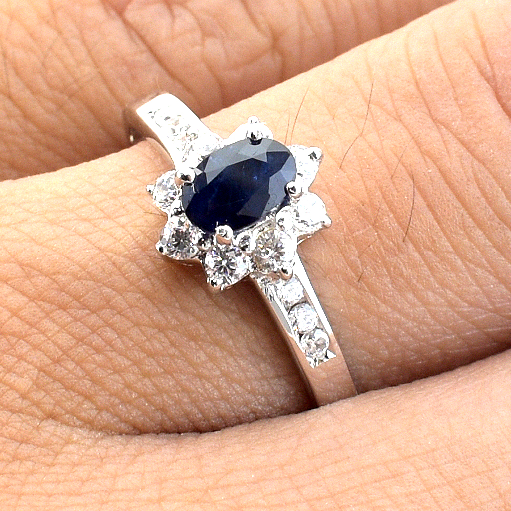 SKJewelryfactory แหวนเงินแท้ 92.5% ฝังพลอยไพลินแท้ ดีไซด์น่ารัก ER00663-BSA