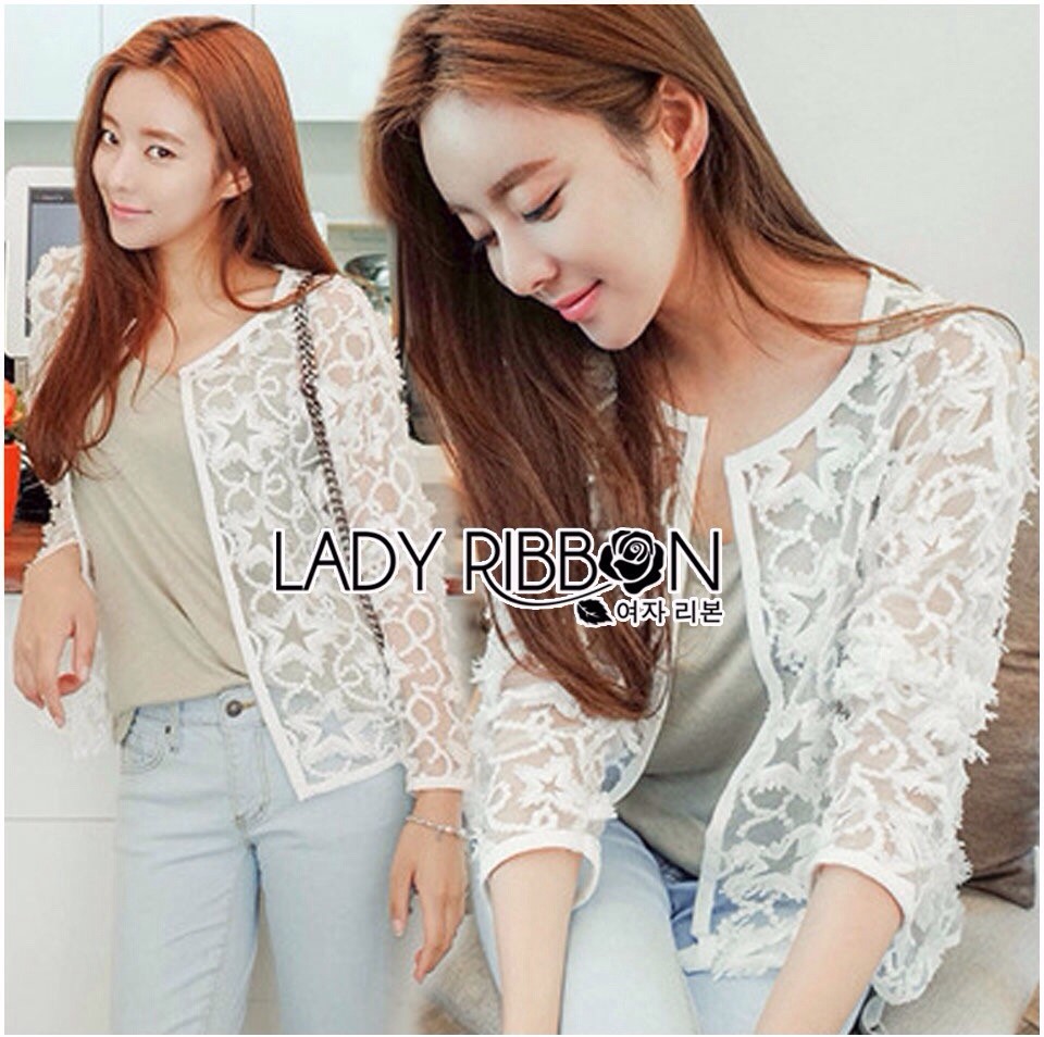 พร้อมส่ง เสื้อคลุมทูนิกผ้าออร์แกนซ่าปักและฉลุลาย