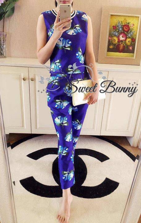 พร้อมส่ง เซ็ทเสื้อ+กางเกง ผ้าเนื้อดีหนานุ่มสีม่วง