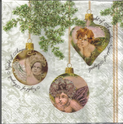 แนวภาพ กามเทพ Cupid Ornament ตัวตกแต่งลายคิวปิด เป็นภาพแนวยาว กระดาษแนพกิ้นสำหรับทำงาน เดคูพาจ Decoupage Paper Napkins ขนาด 33X33cm