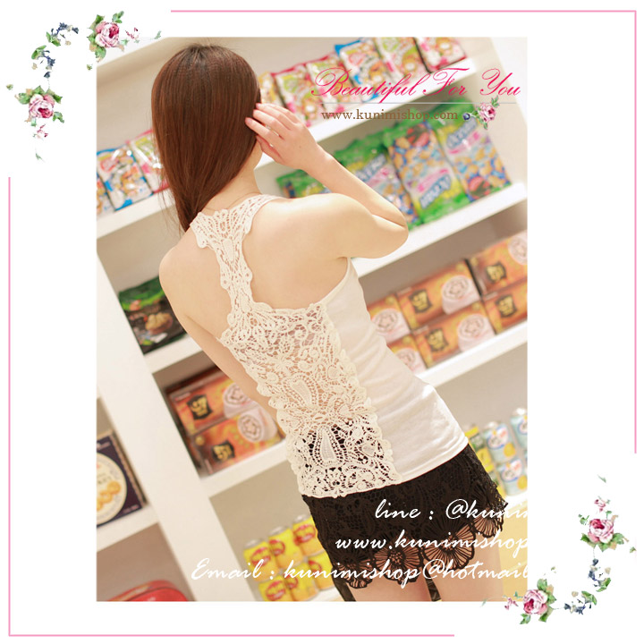 เสื้อกล้าม เสื้อซับใน ด้านหลังตกด้วยผ้าลูกไม้ เนื้อผ้ามีความยืดหยุ่นตามรูปร่างคะ รอบอกไม่เกิน 36 นิ้ว มี 2 สี ขาว , ดำ 