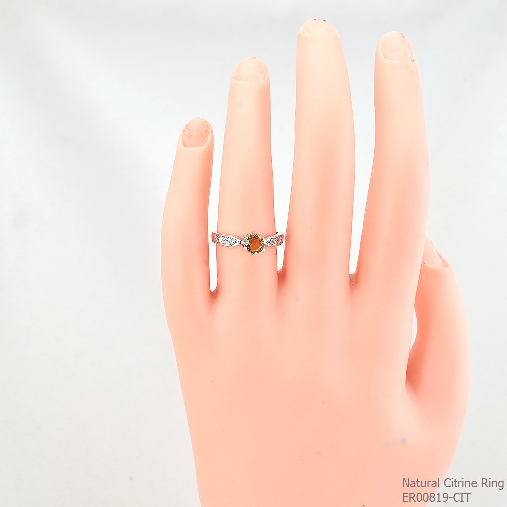 SKJewelryfactory แหวนชูพลอยซิทรินแท้ ดีไซด์สวย ER00819-CIT