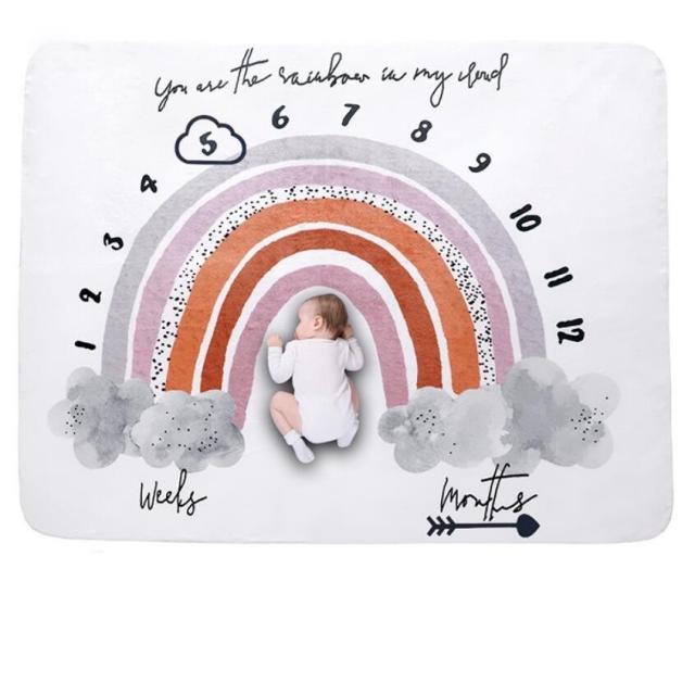 Birth month blanket ผ้าห่มแสดงเดือนเกิด ผ้านับเดือนตามวัยลูกน้อย บันทึกรายเดือน พร็อพถ่ายรูปสําหรับเด็กทารก
