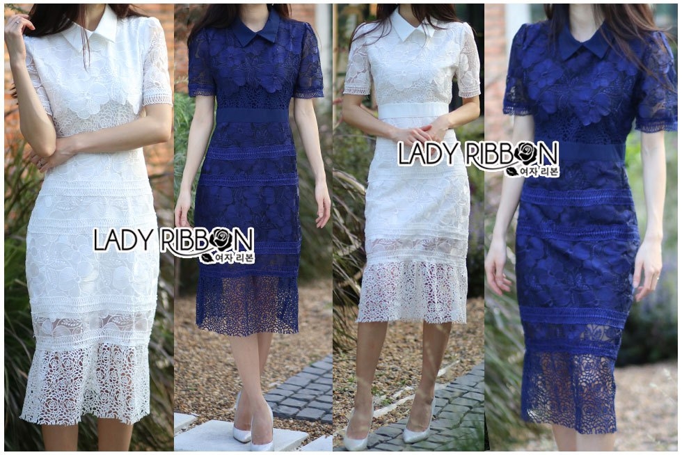 เดรสผ้าลูกไม้ พร้อมส่ง เดรสลูกไม้ ตกแต่งปก