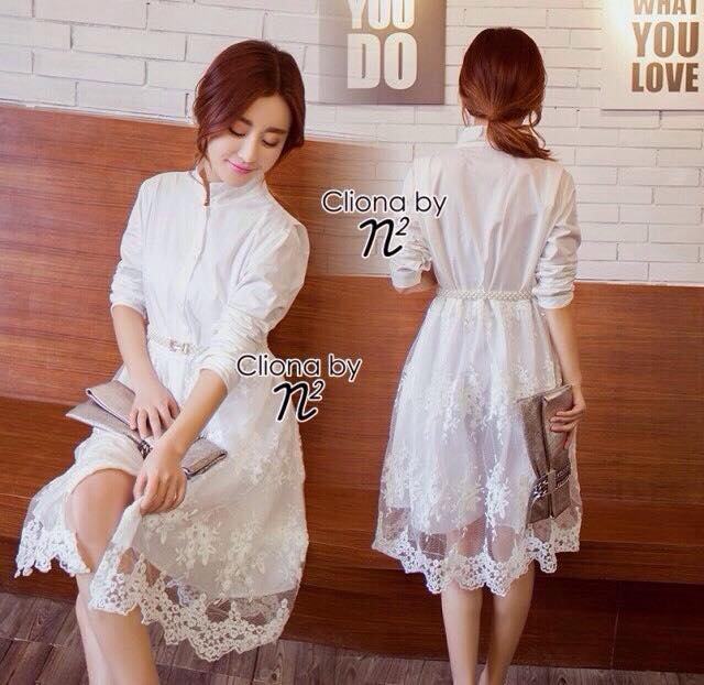 พร้อมส่ง Long shirt Dress เดรสเกาหลี