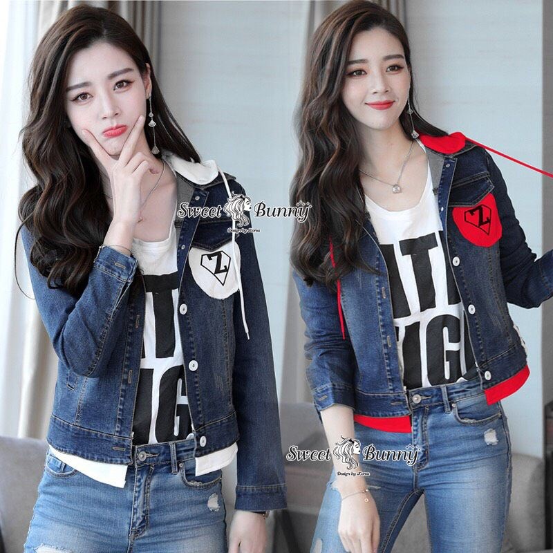 เสื้อเกาหลี พร้อมส่ง แจ๊คเก็ตยีนส์ เกาหลีผ้ายีนส์เนื้อดี