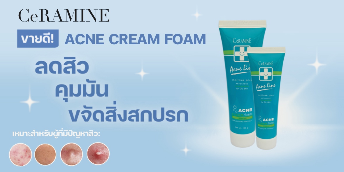 CeRAMINE Acne Line Maitake Plus Artichoke Acne Foam เซอรามายน์ แอคเน่ ไลค์ ไมตาเกะ พลัส อาร์ติโช๊ค แอคเน่ โฟม (50 g.)
