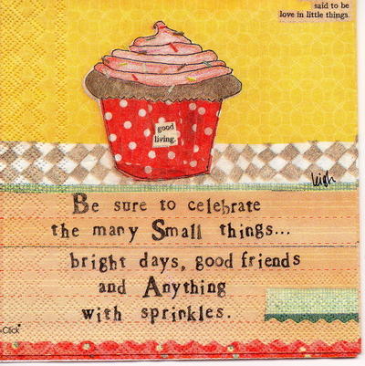 แนวภาพคำคม To Celebrate Small Things กระดาษแนพคินสำหรับทำงาน เดคูพาจ Decoupage Paper Napkins เป็นภาพ 4 บล๊อค ขนาด 25X25 ซม