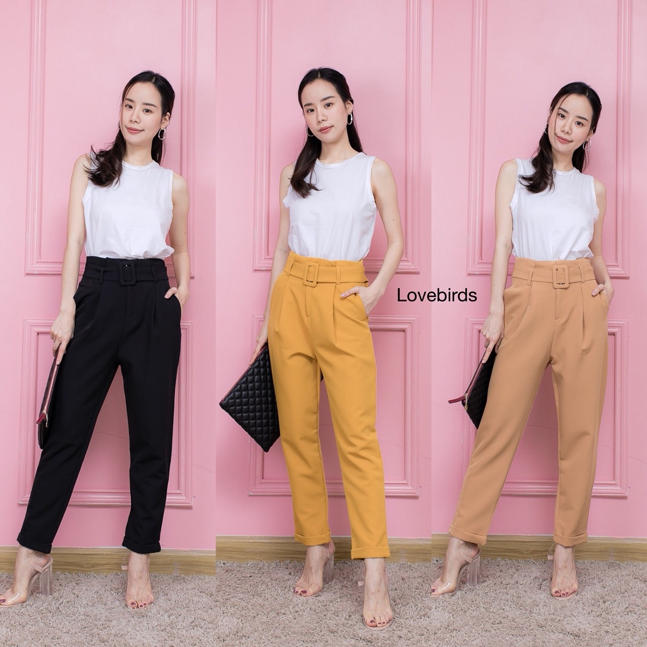 พร้อมส่ง กางเกง พร้อมเข็มขัด
