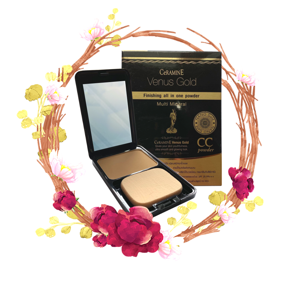 CeRAMINE Venus Gold Finishing All in One Powder No.2 เซอรามายน์ วีนัส โกล์ด ฟินิชชิ่ง ออล อิน วัน พาวเดอร์ No.2 (สำหรับผิวขสองสี)