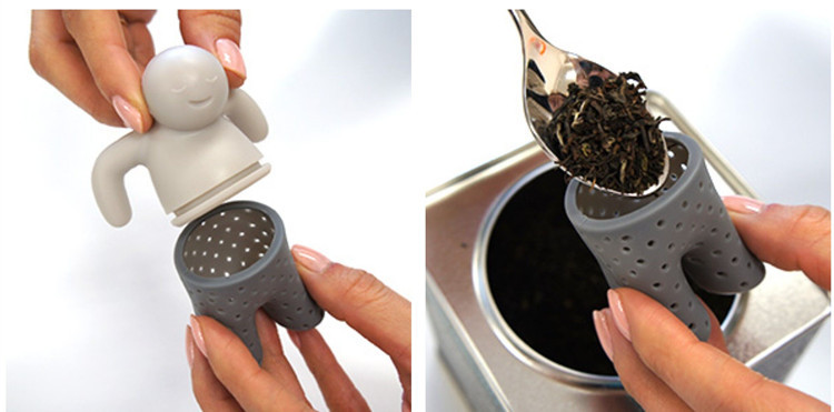 ที่กรองชา ซิลิโคน infuser ลายชายชุดเทา