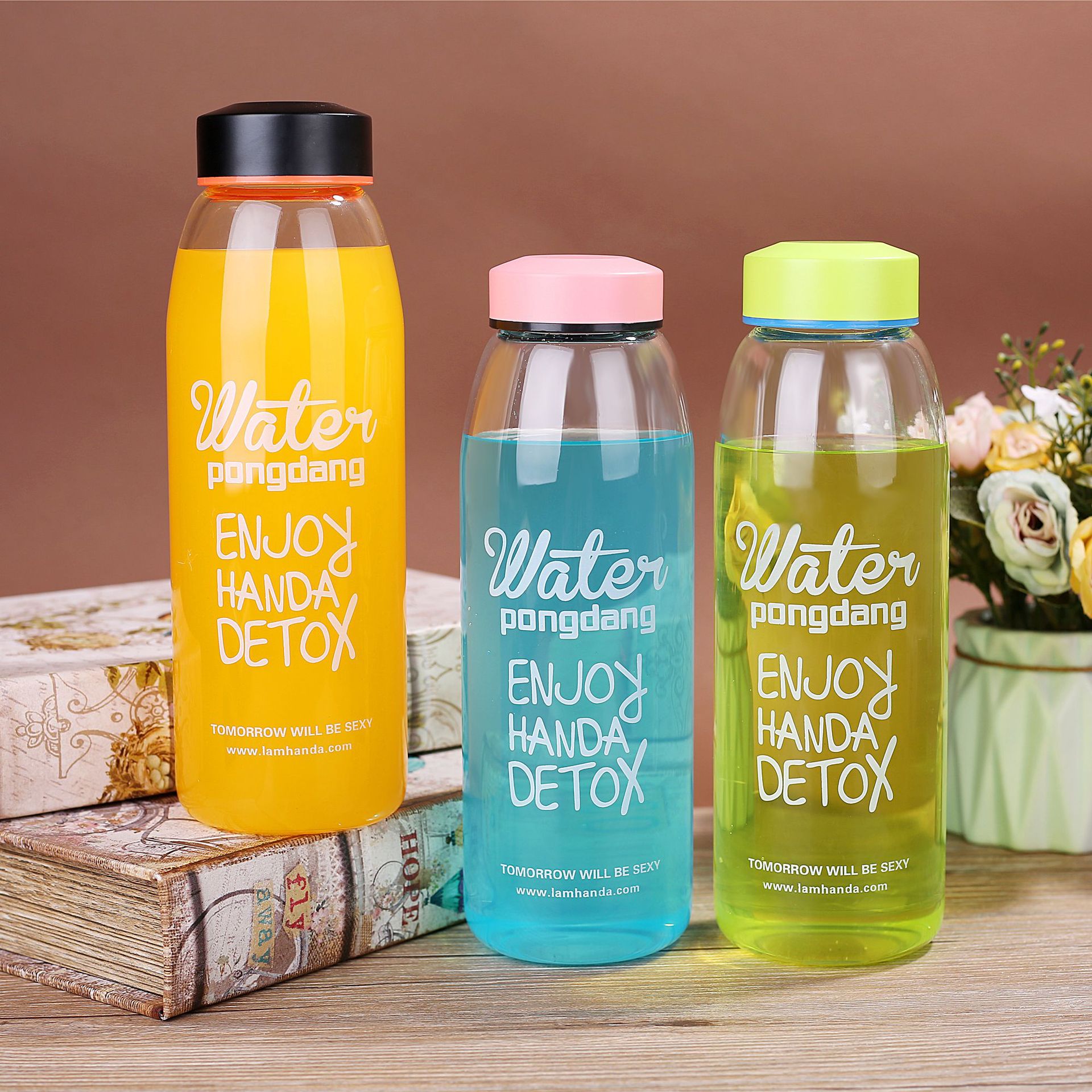 ขวดใส่น้ำ น้ำดีท็อกสุดฮิตในเกาหลี ขวดทำจากแก้ว Borosilicate รุ่นปากกว้าง + ที่กรองกาก มี 3 สี ขนาด 800 ml.