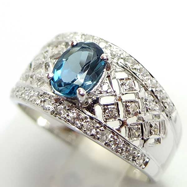 SKJewelryfactory แหวนพลอยลอนดอนบลูโทปาซแท้ และเพชร ER00350-LBT
