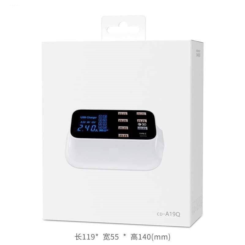 ⚡️ของแท้⚡️Quick Charge 3.0 สมาร์ท USB+Type-C 8 Port จอแสดงผล Led Fast Charging Station แท่นชาร์จ