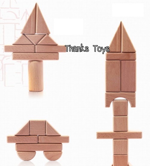 บล็อกไม้ 100 ชิ้น สีธรรมชาติ