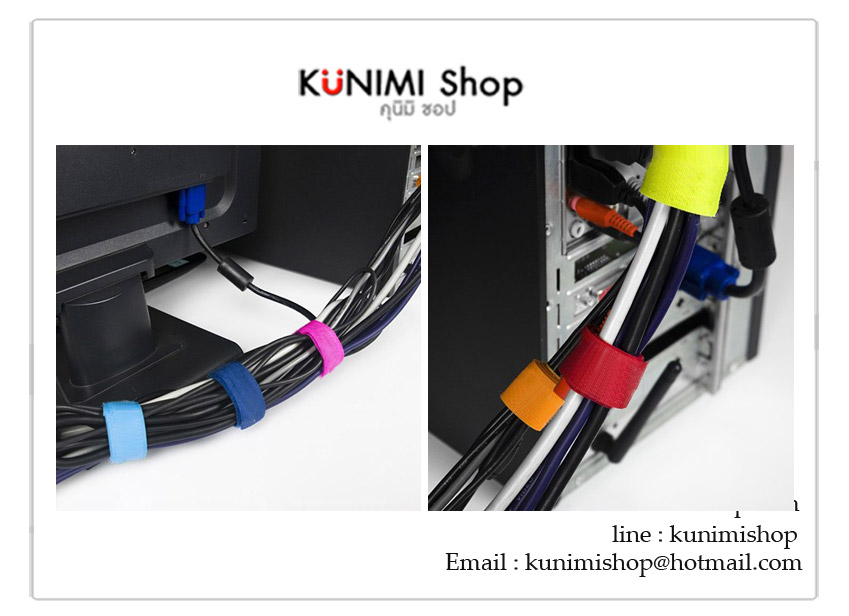 แถบตีนตุ๊กแก Velcro สำหรับ รัดพันสายไฟ สายคอมพิวเตอร์ ให้เป็นระเบียบเรียบร้อย 1 แพ็ค มี 6 ชิ้น (สุ่มคละสี)