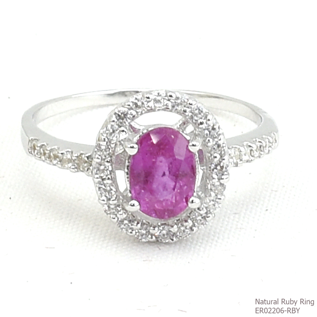 SKJewelryFactory แหวนทับทิมล้อมเพชร เพิ่มสง่าราศี ER02206-RBY