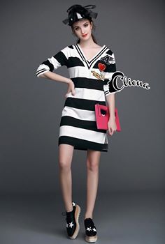 พร้อมส่ง Dress แขน 5 ส่วน