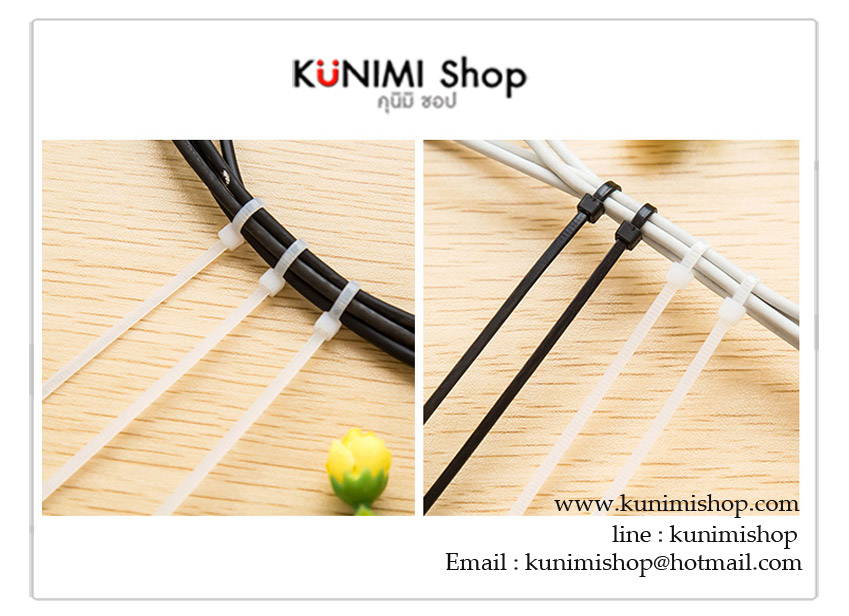 สายรัดของ Nylon Cable tie ใช้รัดพันสายไฟ สายคอมพิวเตอร์ ถุงขนม ให้เป็นระเบียบ 1 แพ็ค มี 100 ชิ้น มีขนาด 2 ขนาด - ขนาดยาว 200 mm x กว้าง 3 mm - ขนาดยาว 150 mm x กว้าง 3 mm