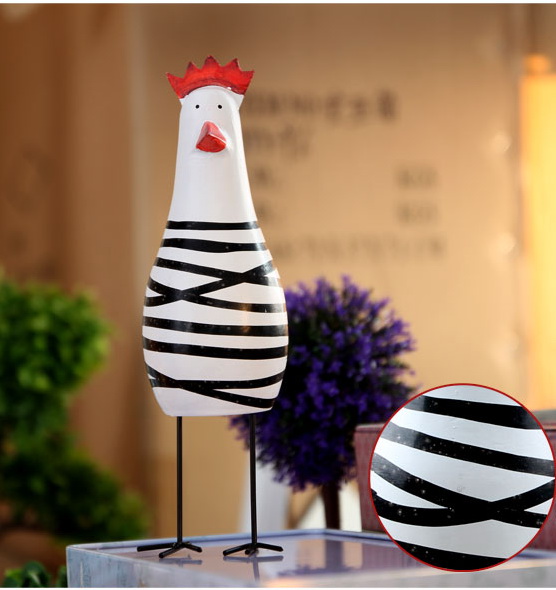 Pre-Order งานไม้ ตุ๊กตาไก่ ครอบครัวไก่ยืน ลายขาวดำ เซต 3 ตัว Zakka