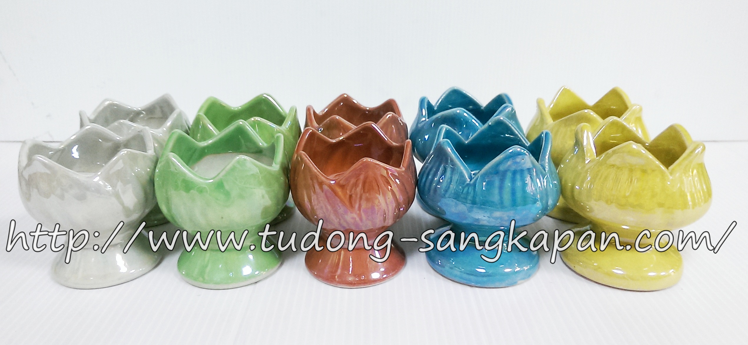 เชิงเทียนบัว เซรามิคเคลือบมุก