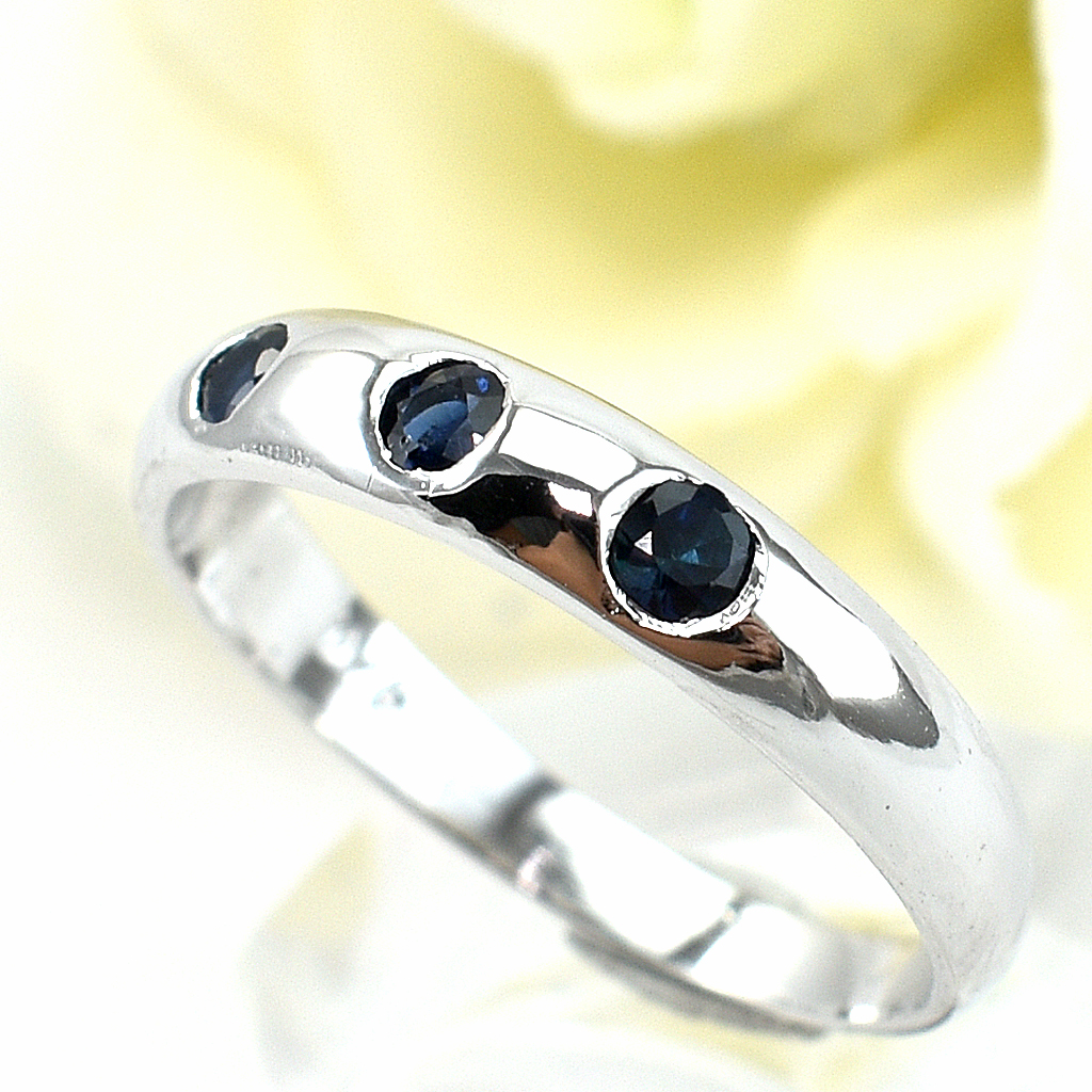 SKJewelryfactory แหวนเงินแท้ 92.5% ฝังพลอยไพลินแท้ สไตล์น่ารัก ER01661-BSA
