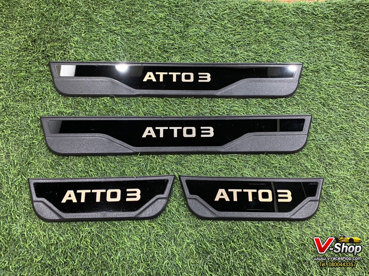 สครัพเพลท BYD ATTO3 สีดำ+สแตนเลส (ไม่มีไฟ)
