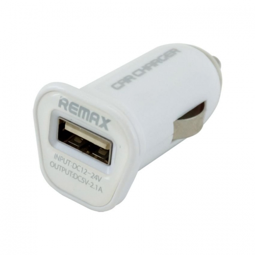 หัวปลั๊กชาร์จมือถือในรถยนต์ ช่องเสียบ แบบ 1 ช่อง USB สีขาว - Remax แท้ 100%