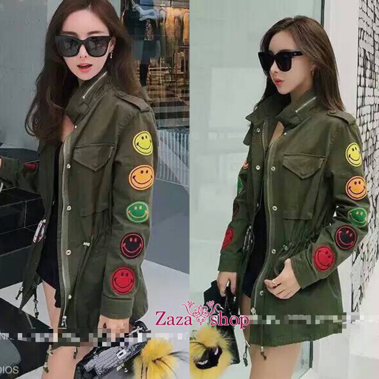 พร้อมส่ง เสื้อคลุมArmy ติดEmojiที่แขน