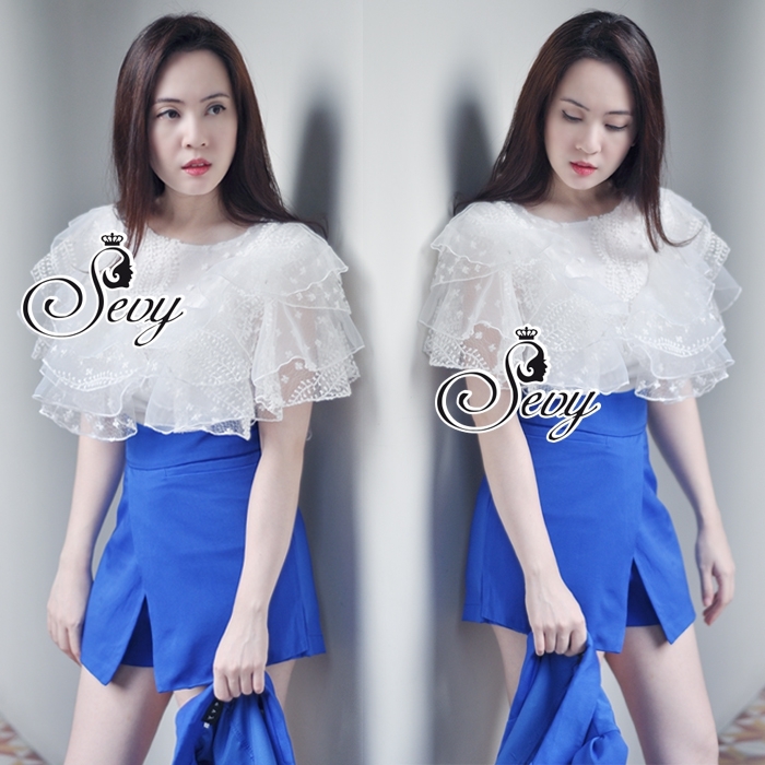 พร้อมส่ง เสื้อทรงครอปตัวสั้นระดับเอว
