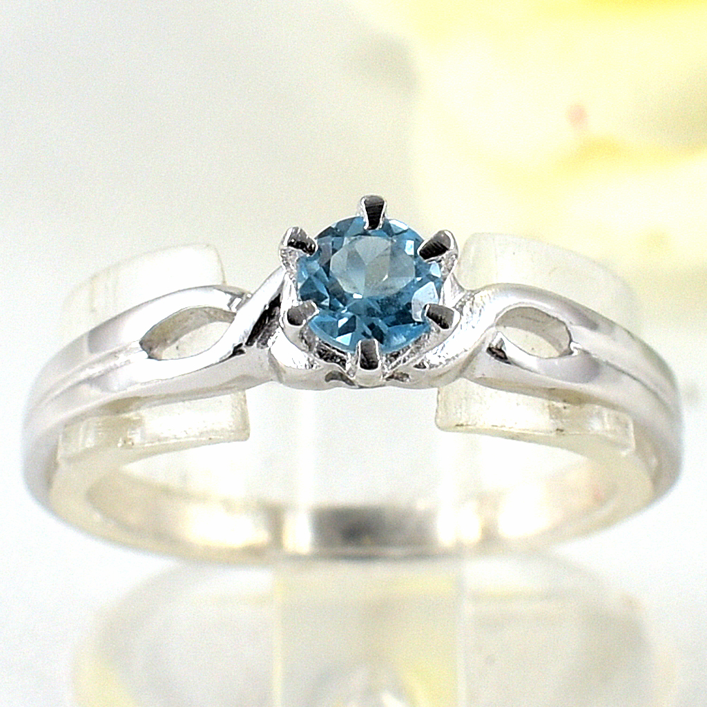 SKJewelryfactory แหวนเงินแท้ 92.5% ฝังพลอยสวิสบลูโทปาซแท้ สไตล์น่ารัก หวานๆ ER00239-SBT
