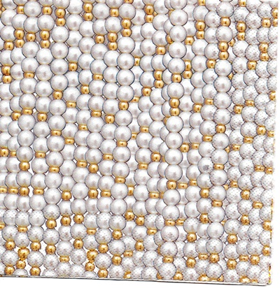 แนวภาพลายแต่ง สร้อยไข่มุก ขาวทอง Vintage Pearl เป็นภาพเต็มแผ่น กระดาษแนพกิ้นสำหรับทำงาน เดคูพาจ Decoupage Paper Napkins ขนาด 33X33cm