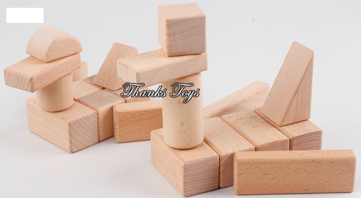 บล็อกไม้สีธรรมชาติ 100 ชิ้น