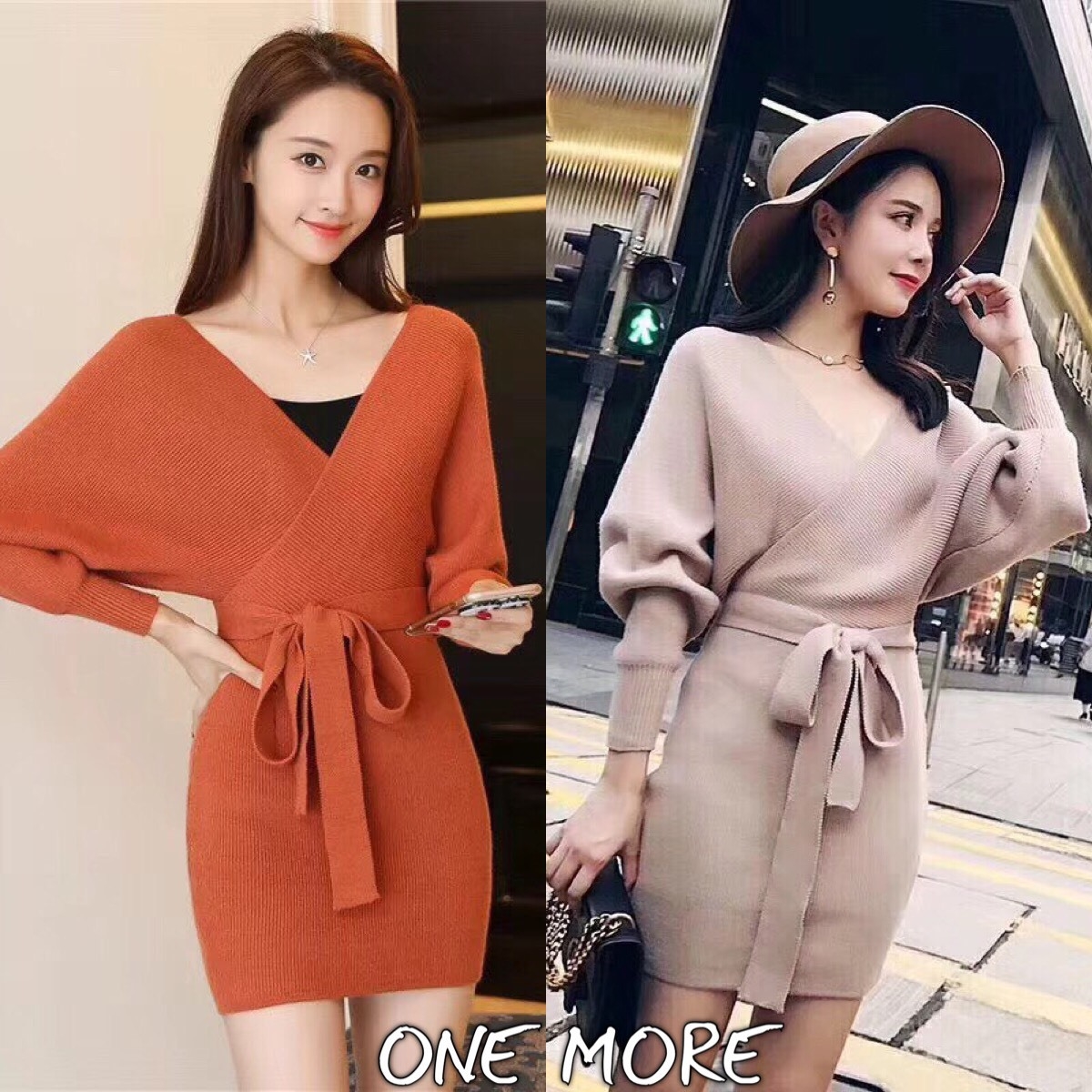 พร้อมส่ง มินิเดรสไหมพรม อกไขว์
